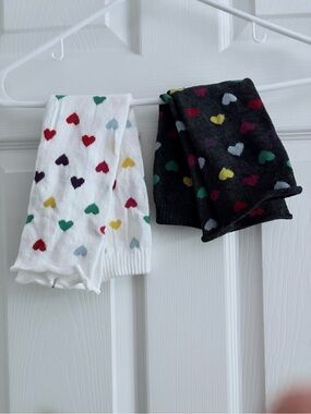 2 Pairs Kids Heart Pattern Open Foot Leggings
